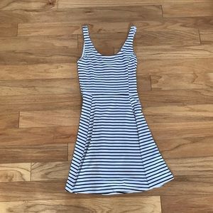 Skater style dress dark blue and white stripes
